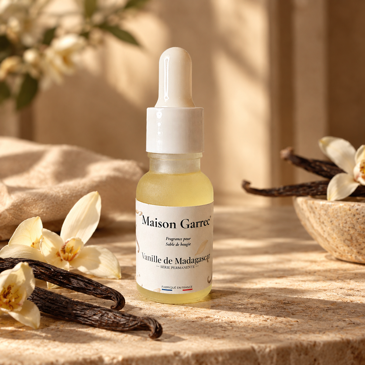 Parfum pour sable de bougie 15ml - Vanille de Madagascar Maison Garrec